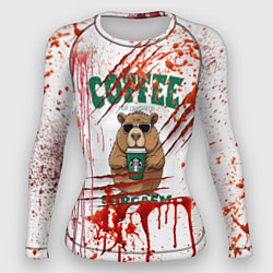 Рашгард женский Капибара с кофе в крови, цвет: 3D-принт