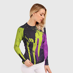 Рашгард женский Желтая и фиолетовая краска на черном, цвет: 3D-принт — фото 2