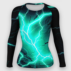 Рашгард женский Color light blue black, цвет: 3D-принт