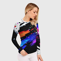 Рашгард женский Разноцветные блестящие кляксы - текстура, цвет: 3D-принт — фото 2
