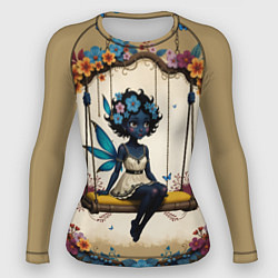 Рашгард женский Аниме фея с цветами на качелях, цвет: 3D-принт