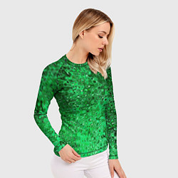 Рашгард женский Зелёный малахит абстрактная текстура, цвет: 3D-принт — фото 2
