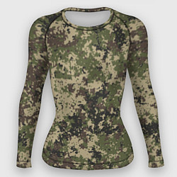 Рашгард женский Камуфляж защитный пиксельный, цвет: 3D-принт