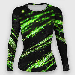 Женский рашгард Зеленые блестки на черном