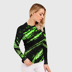 Рашгард женский Зеленые блестки на черном, цвет: 3D-принт — фото 2