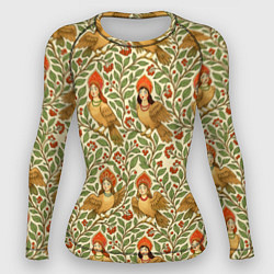 Женский рашгард Птицы сирин на ветках