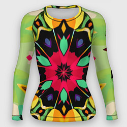 Рашгард женский Салатовый калейдоскоп, цвет: 3D-принт