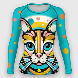 Рашгард женский Портрет абстрактного кота, цвет: 3D-принт