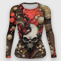 Рашгард женский Зловещий череп с клыками, цвет: 3D-принт