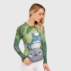 Рашгард женский Тоторо в лесу акварель, цвет: 3D-принт — фото 2