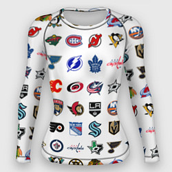 Рашгард женский Команды НХЛ на белом фоне, цвет: 3D-принт