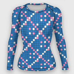 Женский рашгард Синяя розовая с белым плитка