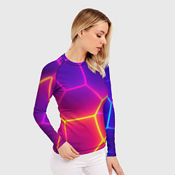 Рашгард женский Синие плиты с фиолетовым свечением, цвет: 3D-принт — фото 2