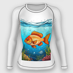 Рашгард женский Крупная золотая рыбка под водой на праздник день р, цвет: 3D-принт