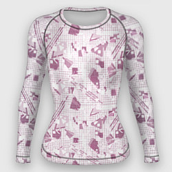 Женский рашгард Мемфис бордовый на белом геометрический клетчатый