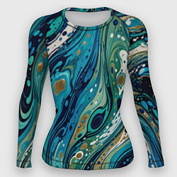 Рашгард женский Сине-зеленый абстрактный узор, цвет: 3D-принт