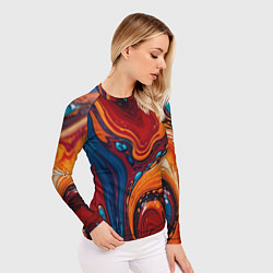 Рашгард женский Пламя и синева, цвет: 3D-принт — фото 2