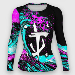 Рашгард женский Doom самураи неоновая волна, цвет: 3D-принт