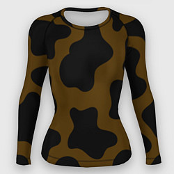 Рашгард женский Коричневая коровья расцветка, цвет: 3D-принт