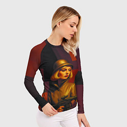 Рашгард женский Девушка с автоматом ретрофутуризм поп-арт 1970-е, цвет: 3D-принт — фото 2