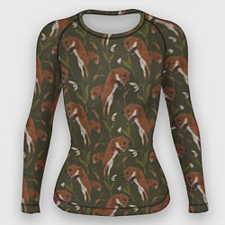 Рашгард женский Лисы в подснежниках, цвет: 3D-принт