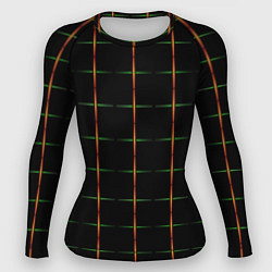 Рашгард женский Color black orange green crosses, цвет: 3D-принт
