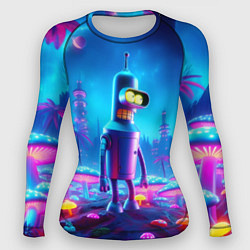 Рашгард женский Бендер на сказочной неоновой грибной планете - ней, цвет: 3D-принт