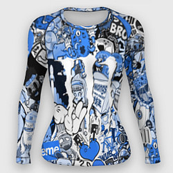 Женский рашгард Monster energy sticker blue