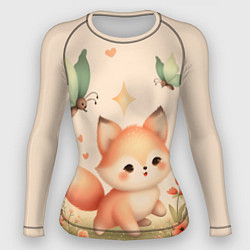 Рашгард женский Лиса и мотыльки, цвет: 3D-принт