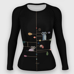 Рашгард женский Ученые совы осенью в лесу, цвет: 3D-принт