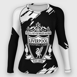 Рашгард женский Liverpool белые краски штрихи, цвет: 3D-принт