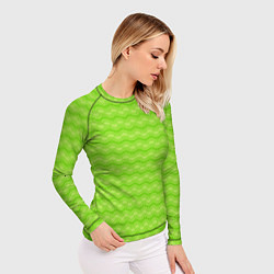 Рашгард женский Зеленый неоновый узор арт деко, цвет: 3D-принт — фото 2