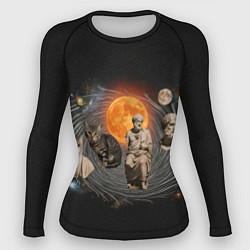 Рашгард женский Коты и статуи античных философов в космосе, цвет: 3D-принт