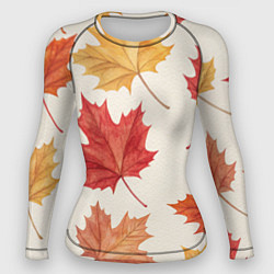 Рашгард женский Осенние кленовые листья - акварельный паттерн, цвет: 3D-принт