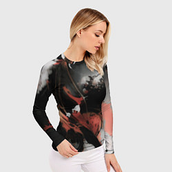 Рашгард женский Тёмные краски абстракция красно-чёрный, цвет: 3D-принт — фото 2