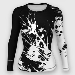 Рашгард женский Взрывная белая краска на чёрном, цвет: 3D-принт