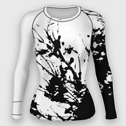 Рашгард женский Чёрная взрывная краска на белом, цвет: 3D-принт