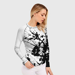 Рашгард женский Чёрная взрывная краска на белом, цвет: 3D-принт — фото 2