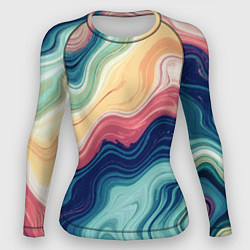 Рашгард женский Абстрактные волнистые линии синий, цвет: 3D-принт