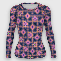 Рашгард женский Фиолетово-розовый геометрический паттерн, цвет: 3D-принт