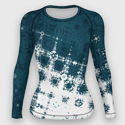 Рашгард женский Узорчатая текстура сине-белая, цвет: 3D-принт