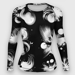 Рашгард женский Чёрно-белый абстрактный паттерн, цвет: 3D-принт