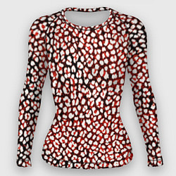 Рашгард женский Тёмный красный с белыми пятнышками, цвет: 3D-принт