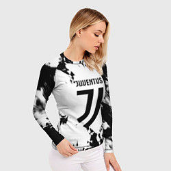 Рашгард женский Juventus черные краски абстракция, цвет: 3D-принт — фото 2