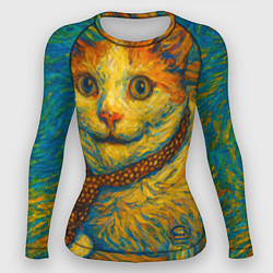 Женский рашгард Кот-мем бу в стиле Ван Гога