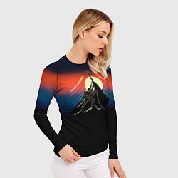 Рашгард женский На бога надейся сине-красный арт, цвет: 3D-принт — фото 2