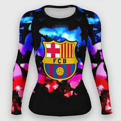 Рашгард женский Барселона неоновые бабочки, цвет: 3D-принт