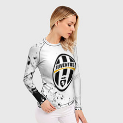 Рашгард женский Ювентус черные краски всплеск, цвет: 3D-принт — фото 2