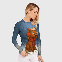 Рашгард женский Лошадка ловит снежинку, цвет: 3D-принт — фото 2