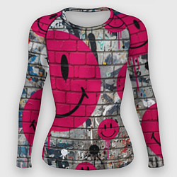 Рашгард женский Розовые смайлы граффити, цвет: 3D-принт